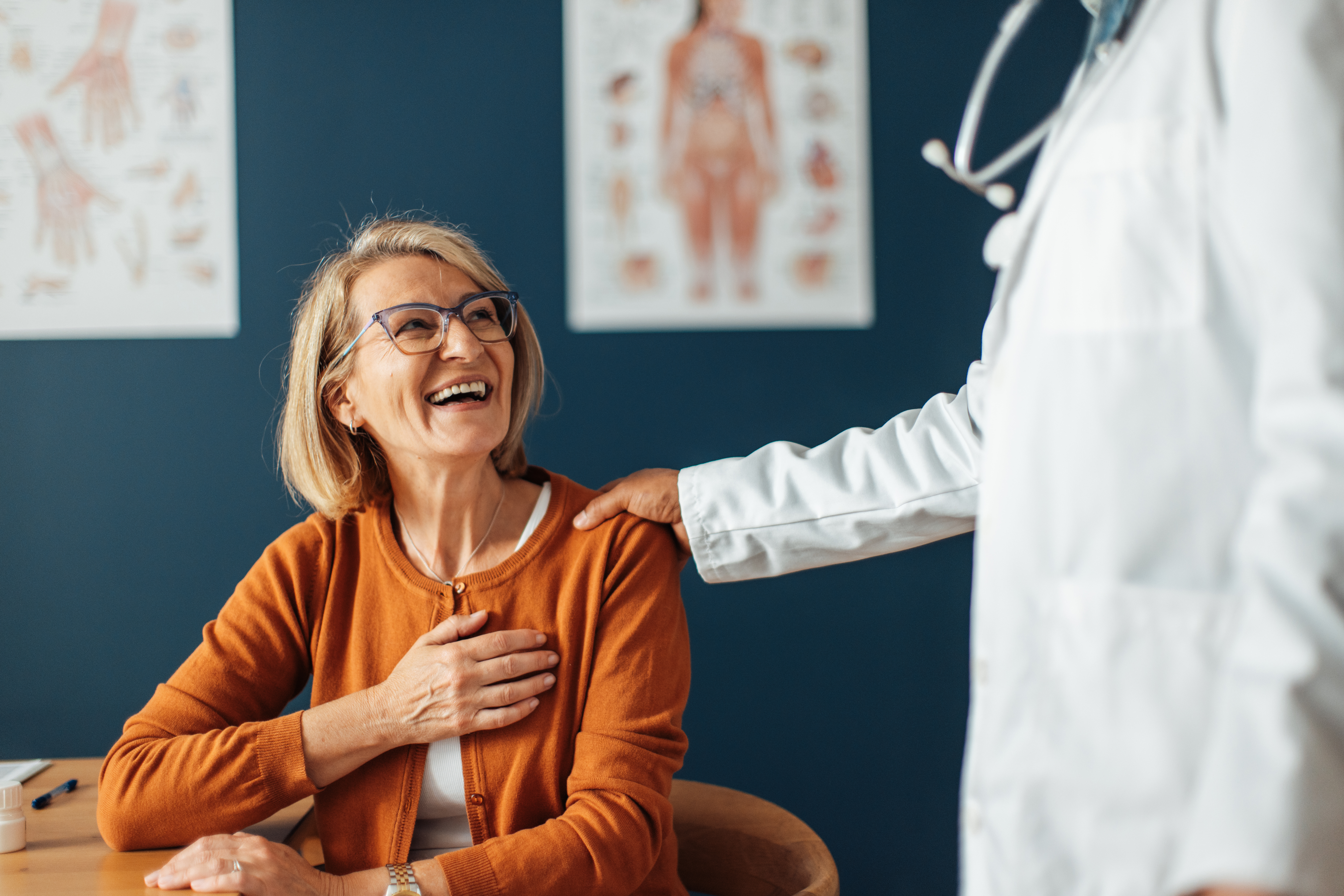 Health care worker with adult patient